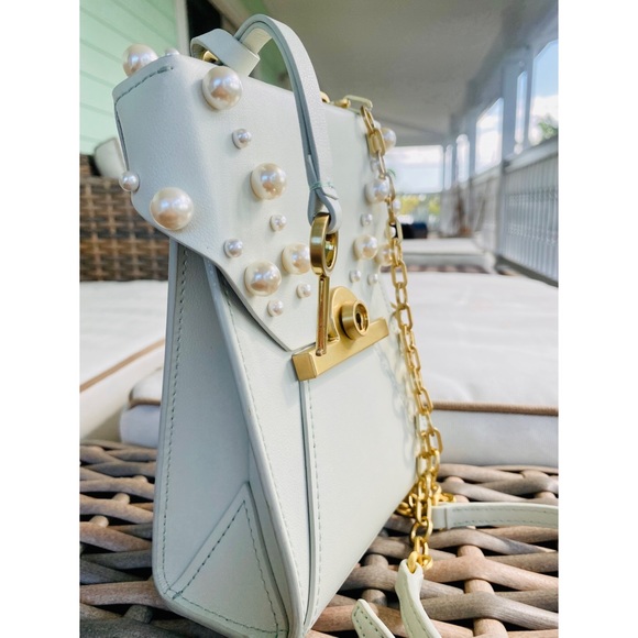 ZAC Zac Posen Amelia Embellished Leather Phone Crossbody Bag EUC - Picture 7 of 17